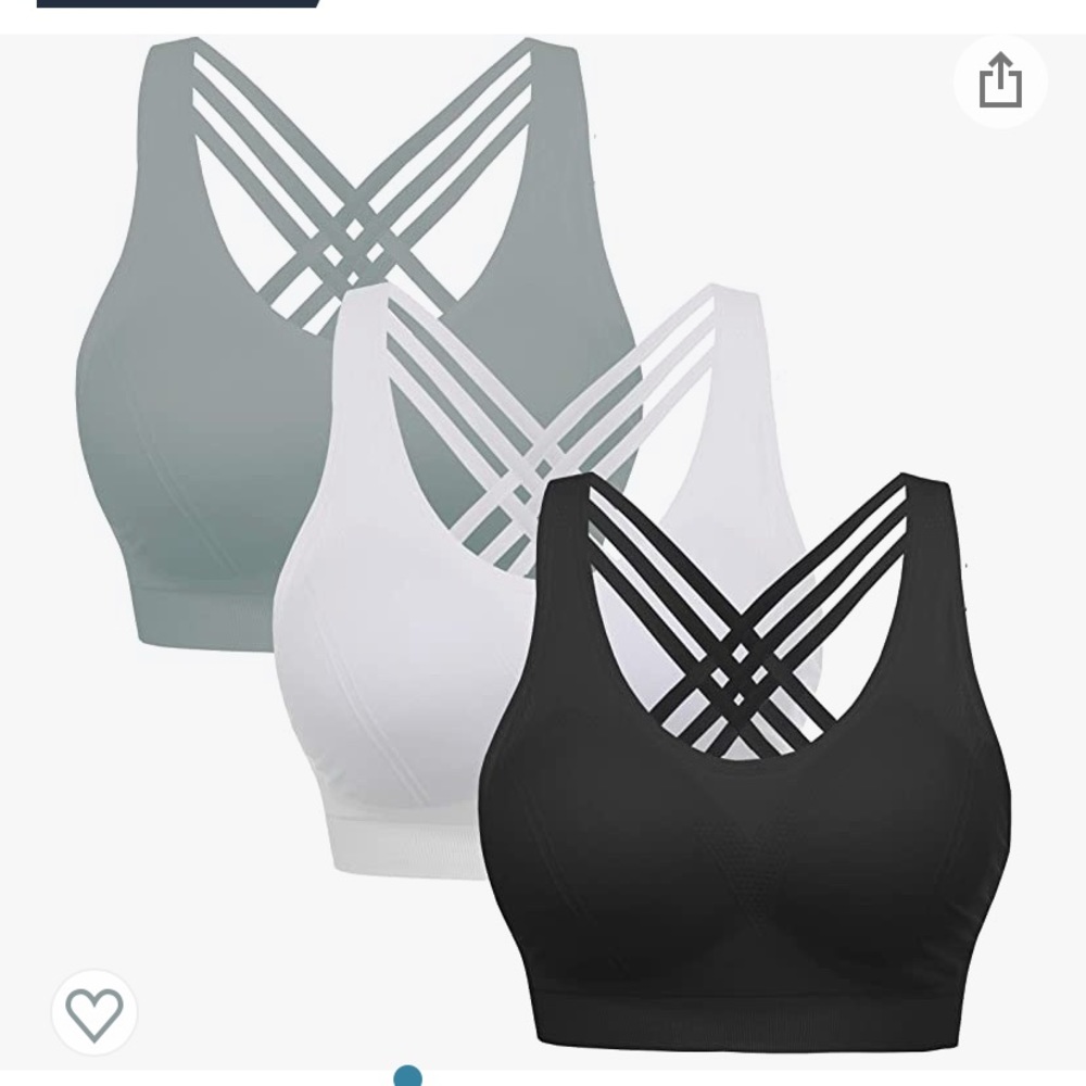 New! 3 Sports Bras. Large Nice back detail